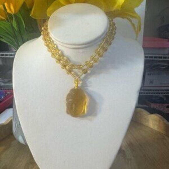 YELLOW BUDDAH  NECKLACE - Picture 1 of 2